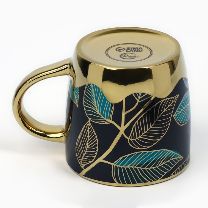 Кружка керамическая &laquo;Листья&raquo;, 300 мл, цвет синий