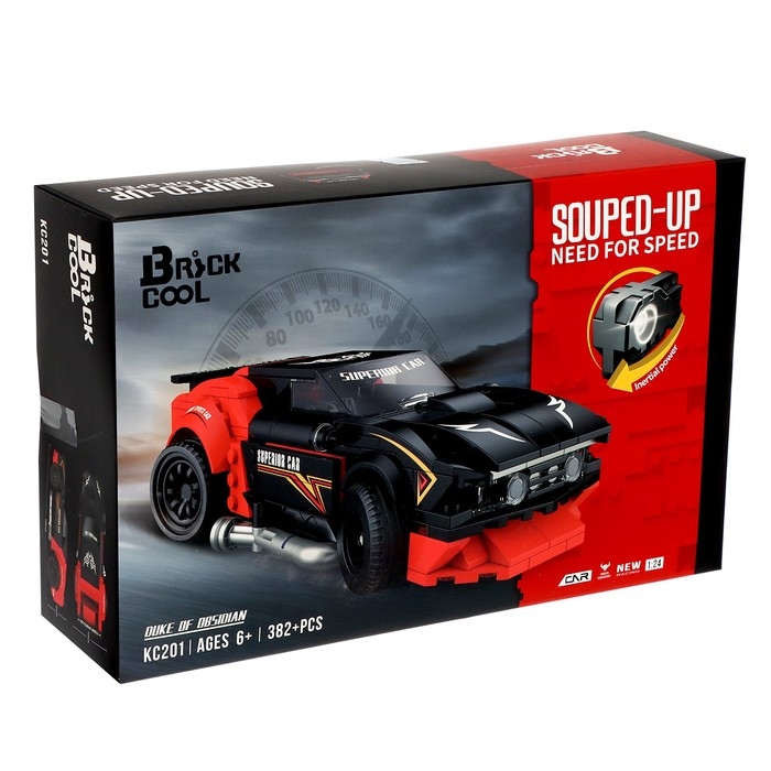 Конструктор Гонка «Чёрный буйвол», инерционный механизм, 382 детали Конструктор Гонка «Чёрный буйвол», инерционный механизм, 382 детали