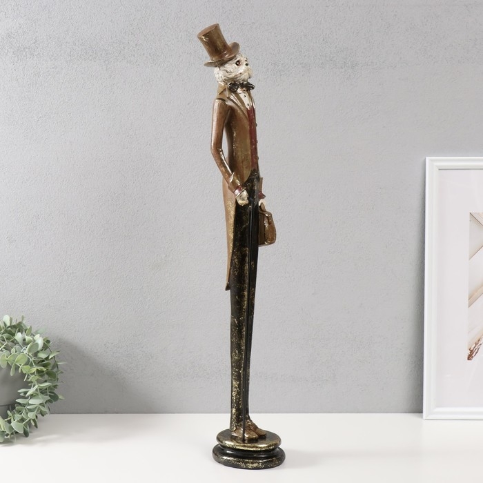 Сувенир полистоун "Кот в шляпе-цилиндре с тростью" 10х12х65 см