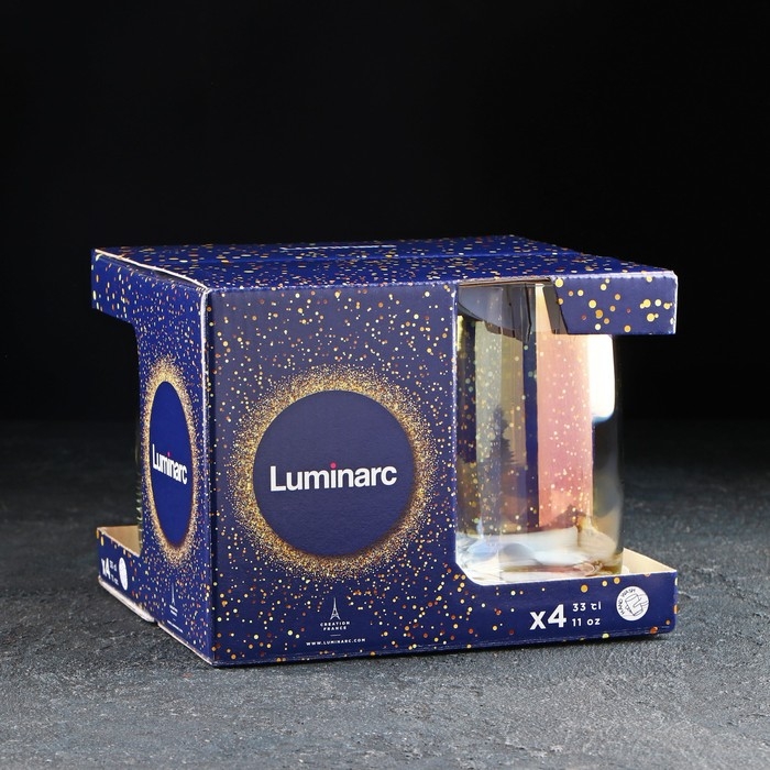 Набор высоких стеклянных стаканов &laquo;Золотистый хамелеон&raquo;, 330 мл, 4 шт