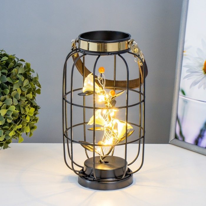 Ночник "Цветы" LED от батареек ААА чёрный 14х14х27 см RISALUX