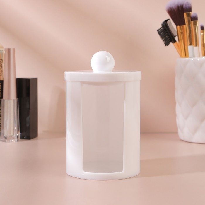 Органайзер для ватных дисков, с крышкой, d = 6,7 &times; 11 см, цвет белый