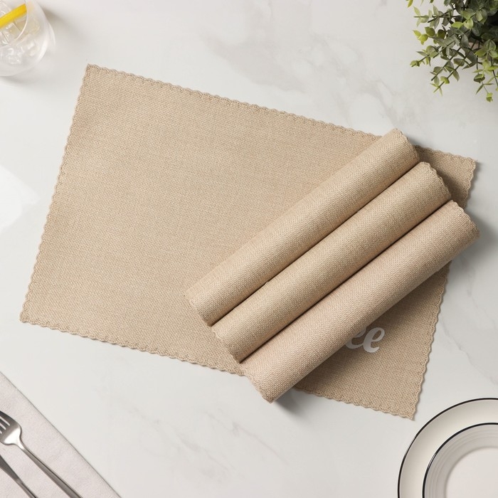 Салфетки сервировочные на стол Доляна Coffee, 4 шт, 44&times;29 см, цвет бежевый
