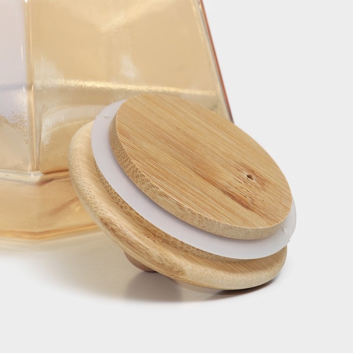 Чайник стеклянный заварочный с бамбуковой крышкой и металлическим фильтром «Октогон», 800 мл, цвет золотой Чайник стеклянный заварочный с бамбуковой крышкой и металлическим фильтром «Октогон», 800 мл, цвет золотой