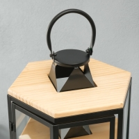 Подсвечник металл, дерево, фонарь"Шесть граней" набор 3 шт 22,5х19,5х43,5; 18,5х16х31 см Подсвечник металл, дерево, фонарь"Шесть граней" набор 3 шт 22,5х19,5х43,5; 18,5х16х31 см