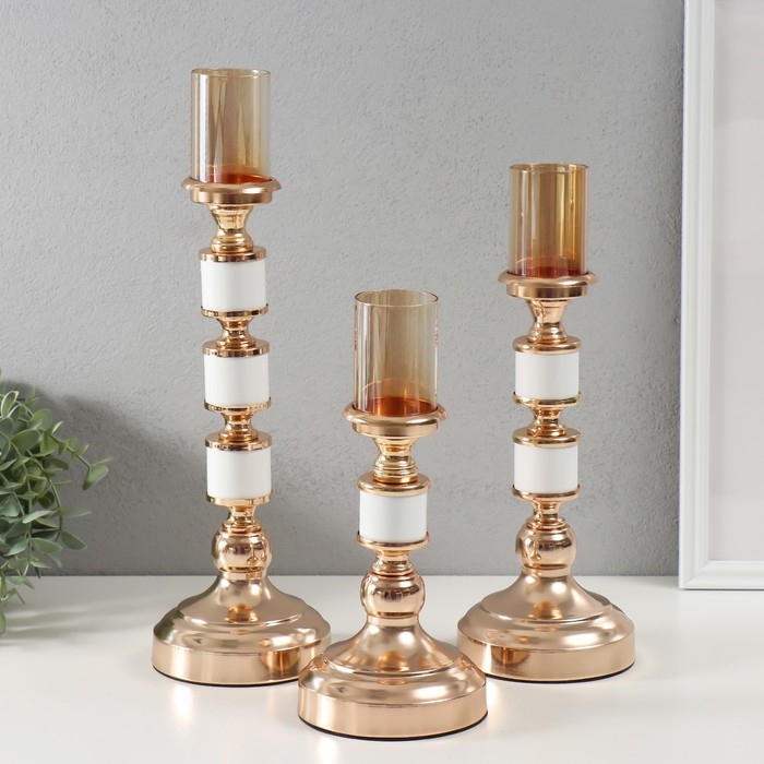 Подсвечник металл Подсвечник металл "Мари" d=5 см, набор 3 шт h=36,5 см, 31 см, 25 см