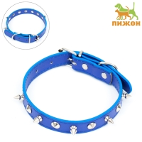 Ошейник "Лион" с шипами 45 х 2 см, ОШ 34-40 см, искусственная кожа, синий Ошейник "Лион" с шипами 45 х 2 см, ОШ 34-40 см, искусственная кожа, синий