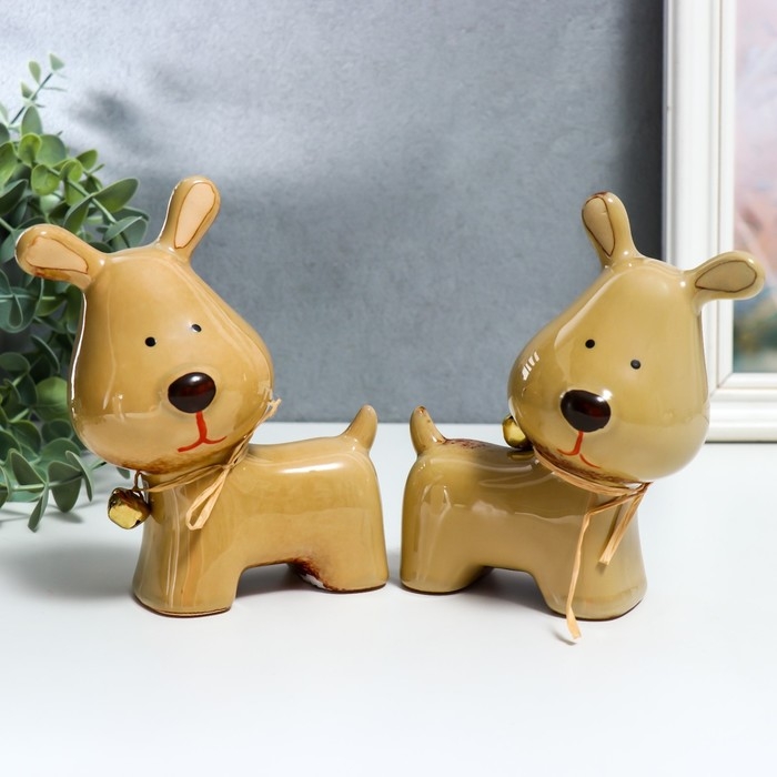 Сувенир керамика "Пёсик с колокольчиком на ошейнике" МИКС 13,5х7х11,5 см