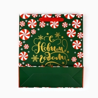 Пакет подарочный новогодний ламинированный &laquo;Новогодние чудеса&raquo;, тиснение, M 30 х 26 х 9 см, Новый год