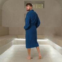 Халат махровый мужской &laquo;Глава семьи&raquo;, размер 52-54, цвет синий