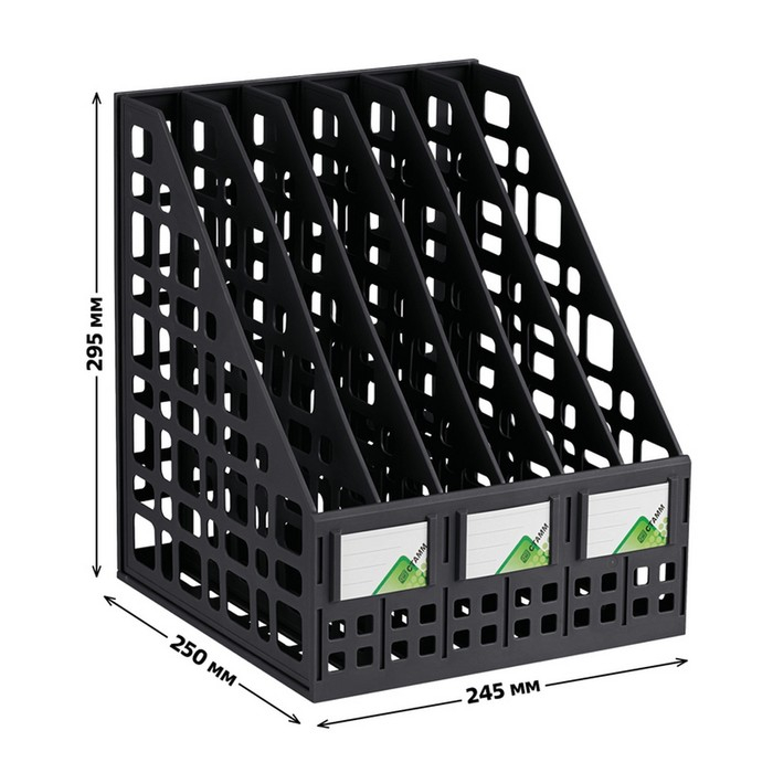 Лоток для бумаг cборный, вертикальный, 6 отделений, чёрный