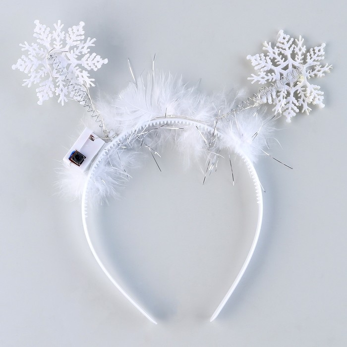 Новый год! Ободок для волос карнавальный &laquo;Снежинка 2&raquo; с голубыми диодами
