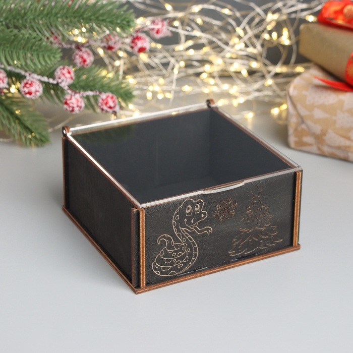 Новогодняя шкатулка Новогодняя шкатулка "Змейка, ёлка" 6х12х12 см