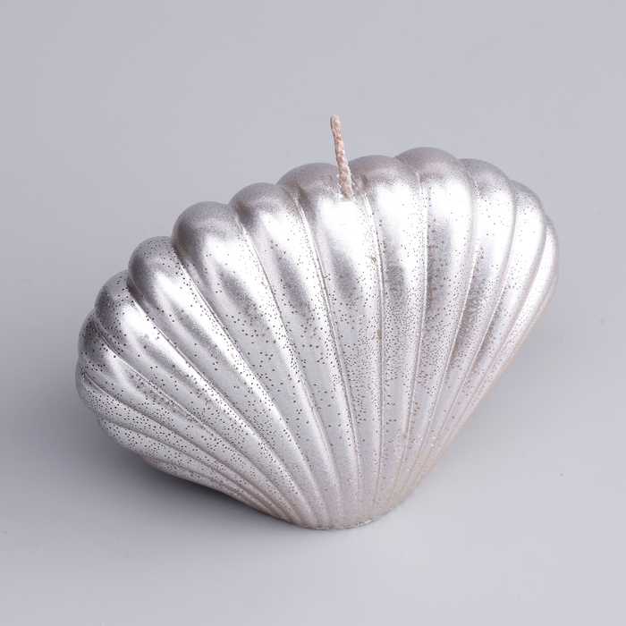 Свеча фигурная лакированная "Ракушка", 3,2х4,5 см, серебро