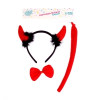 Карнавальный набор &laquo;Чёрт&raquo;, 3 предмета: ободок, бабочка, хвост