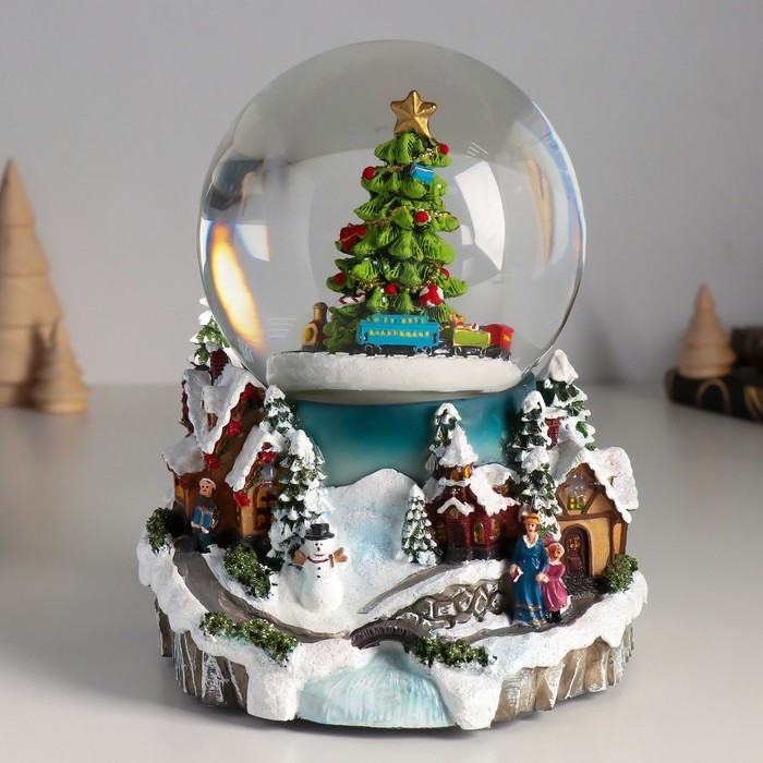 Сувенир полистоун водяной шар музыка, свет Сувенир полистоун водяной шар музыка, свет "Снежный город" крутится d=12 см 16х15,5х19,5 см 103344