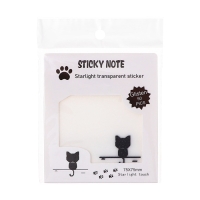 Блок с липким краем 75мм х 75мм 50л пластик прозрачные с блестками Котик Блок с липким краем 75мм х 75мм 50л пластик прозрачные с блестками Котик
