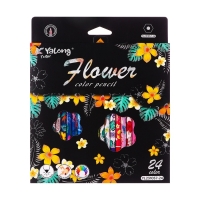 Карандаши 24 цвета в картонной коробке, шестигранные, деревянные,Цветы на чёрном МИКС Карандаши 24 цвета в картонной коробке, шестигранные, деревянные,Цветы на чёрном МИКС