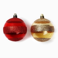 Новогодние шары ёлочные, на Новый год, d=7 см, 2 шт., цвет красный и золотой Новогодние шары ёлочные, на Новый год, d=7 см, 2 шт., цвет красный и золотой