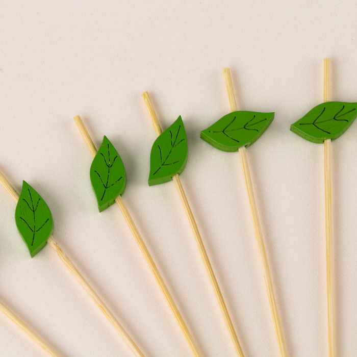 Шпажки для канапе &laquo;Листья&raquo; набор 24 шт., цвет зелёный