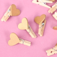 Набор декоративных прищепок «Сердечки», золотого цвета, набор 50 шт. Набор декоративных прищепок «Сердечки», золотого цвета, набор 50 шт.