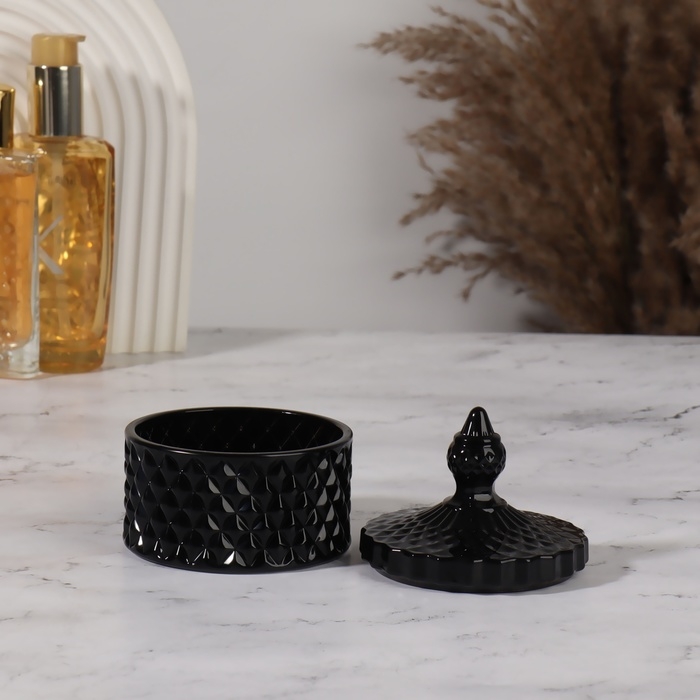 Органайзер для хранения, 1 секция, с крышкой, d = 8,3 &times; 10,5 см, цвет чёрный