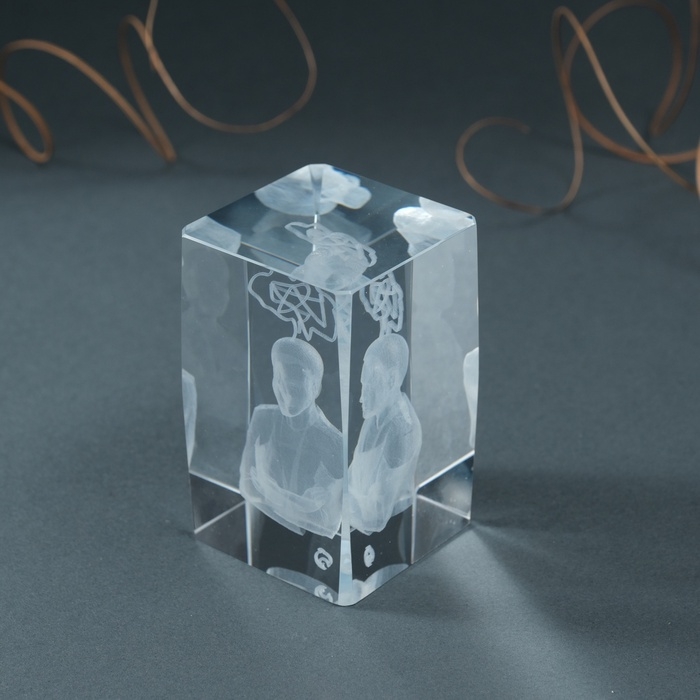 Сувенир стекло прямоугольник "Мыслитель" 5х5х8 см