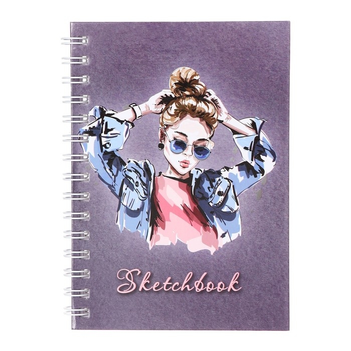 Скетчбук А5, 80 листов на гребне по длинной стороне "Нежность", твёрдая обложка, блок 100 г/м&sup2;