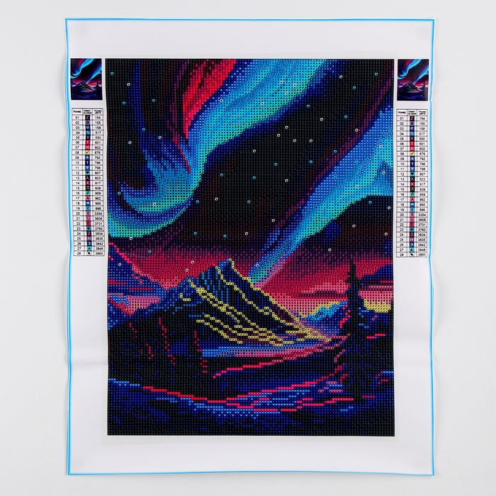 Новогодняя алмазная мозаика с полным заполнением на холсте «Новый год. Северное сияние», 30 х 40 см Новогодняя алмазная мозаика с полным заполнением на холсте «Новый год. Северное сияние», 30 х 40 см