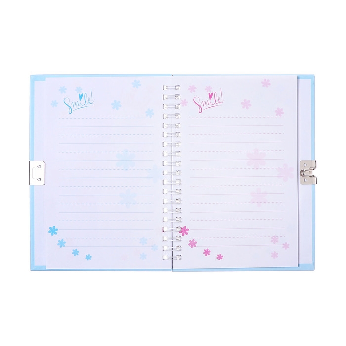 Записная книжка подарочная, 45 листов, линия, на замке, на гребне, Котики (17,8х13см)