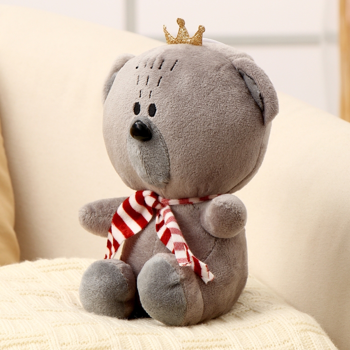 Мягкая игрушка «Мишка с короной», 18 см, цвет серый Мягкая игрушка «Мишка с короной», 18 см, цвет серый