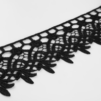 Кружево гипюровое, 65 мм &times; 9 &plusmn; 0,5 м, цвет чёрный