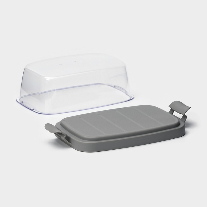 Маслёнка пластиковая «Летиция», 16.5×10 см, цвет пыльно-серый Маслёнка пластиковая «Летиция», 16.5×10 см, цвет пыльно-серый