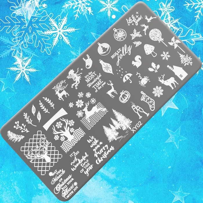 Новый год! Диск для стемпинга металлический &laquo;Праздничные олени&raquo;, 12 &times; 6 см