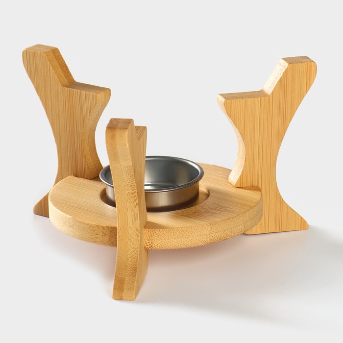 Чайник фарфоровый заварочный на подставке из бамбука BellaTenero &laquo;Тюльпан&raquo;, 700 мл, цвет белый