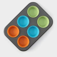 Форма для выпечки Доляна &laquo;Силикон плюс&raquo;, 27&times;18,5 см, 6 ячеек, силиконовые вкладки, антипригарное покрытие, цвет формочек МИКС