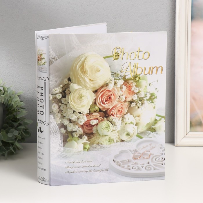 Фотоальбом магнитный 20 листов "Белые розы" золото в коробке МИКС 5,8х23,7х29,8 см