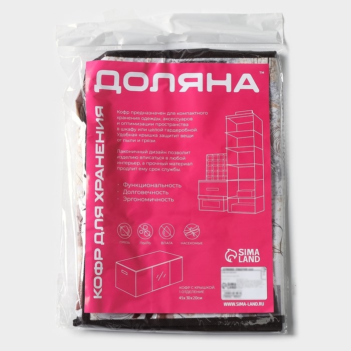 Кофр для хранения вещей Доляна &laquo;Астра&raquo;, 45&times;30&times;20 см, цвет коричневый