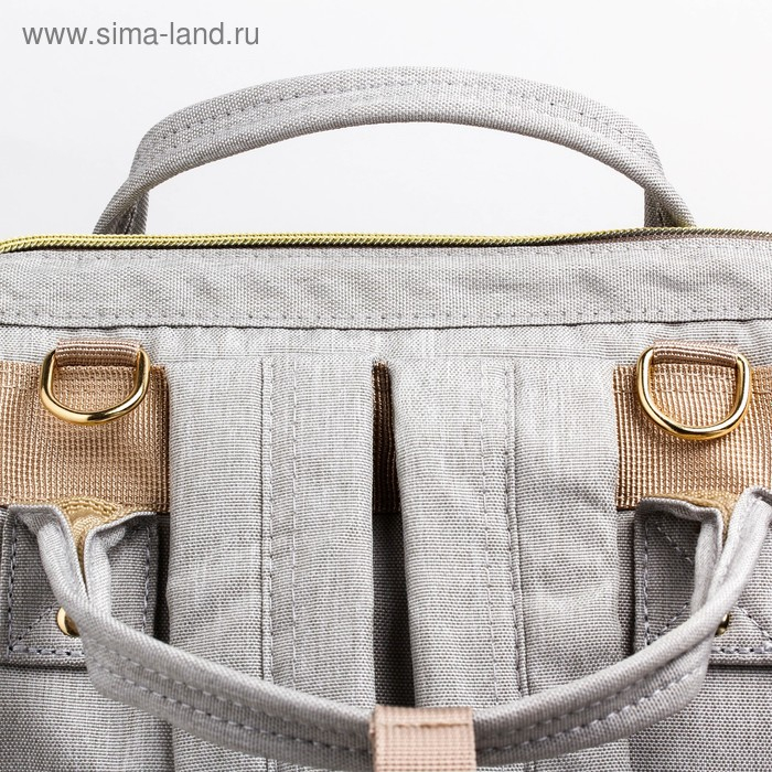 Сумка рюкзак для мамы и малыша с термокарманом, термосумка - портфель, цвет серый/зеленый Сумка рюкзак для мамы и малыша с термокарманом, термосумка - портфель, цвет серый/зеленый