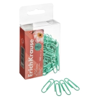 Скрепки канцелярские 28 мм, 100 штук, ErichKrause Pastel Bloom, цветные с виниловым покрытием, пластиковая коробка, мятные