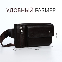 Сумка поясная на молнии, 2 наружных кармана, цвет коричневый Сумка поясная на молнии, 2 наружных кармана, цвет коричневый