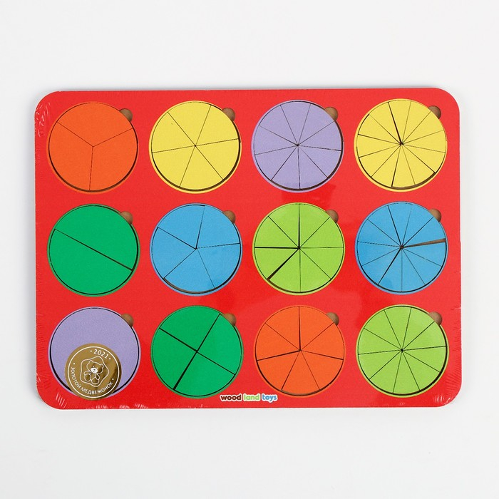 Рамка - вкладыш &laquo;Круги&raquo;, дроби, 12 шт., 1 уровень, МИКС