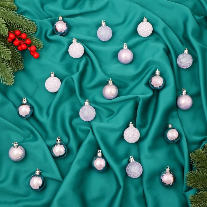 Набор шаров пластик d-4 см, 20 шт "Традиция" треск, сиреневый