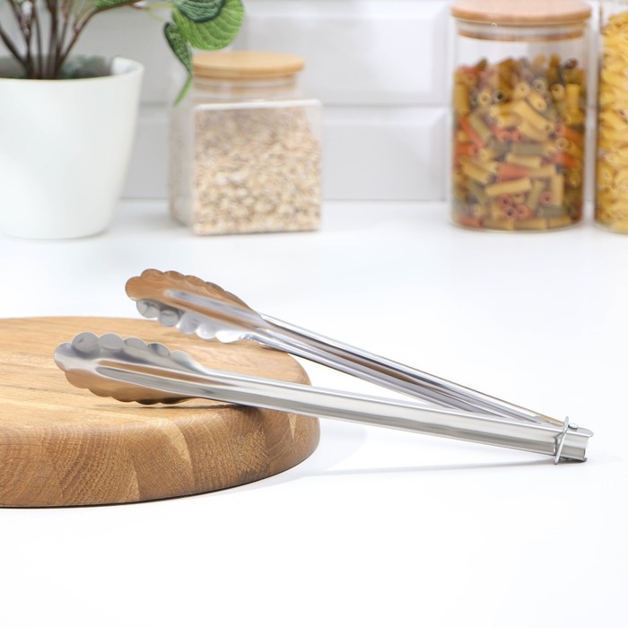 Щипцы кухонные Доляна &laquo;Лист&raquo;, 28,5 см, цвет серебристый