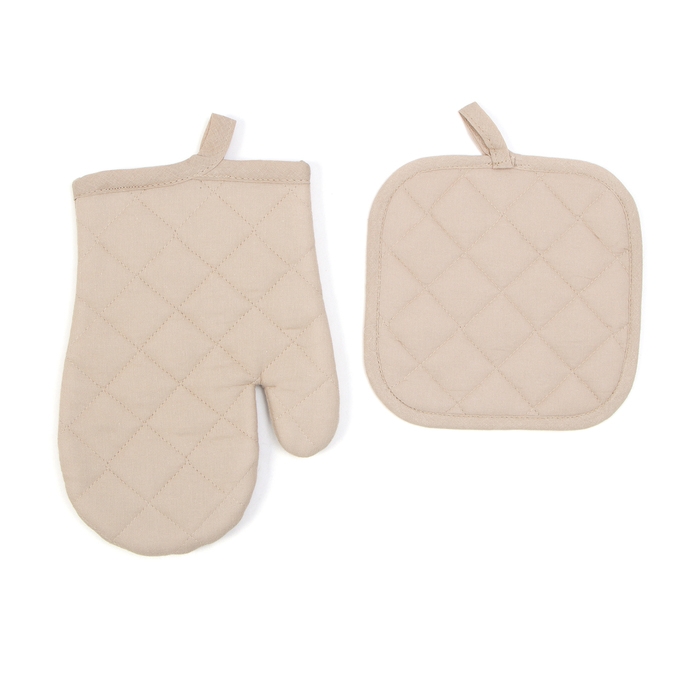 Набор кухонный Этель, цв. бежевый: варежка-прихватка 18х26 см,прихватка 18х18 см