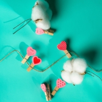 Набор для фото и декора &laquo;Сердца&raquo;, в наборе прищепки 10 шт., верёвка 100 см