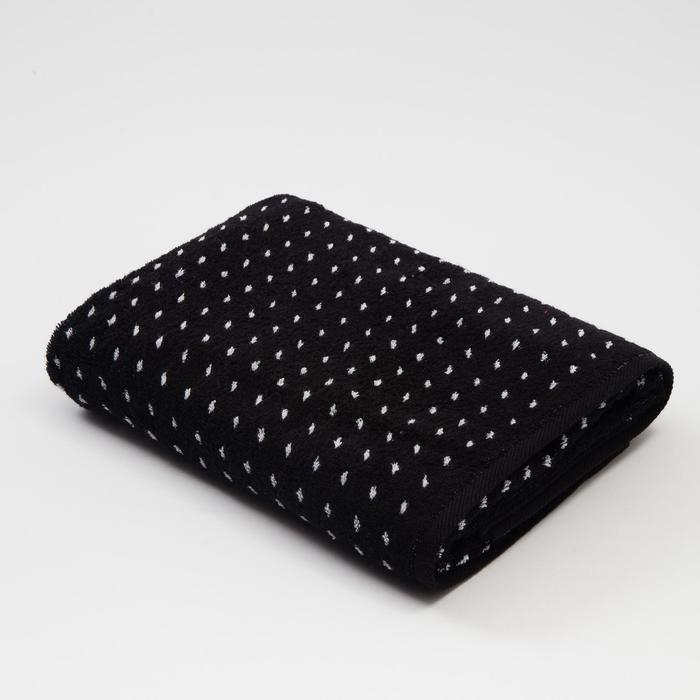 Полотенце махровое Этель ЧБ &laquo;Пунктир&raquo;, пестроткань, 70х130 см