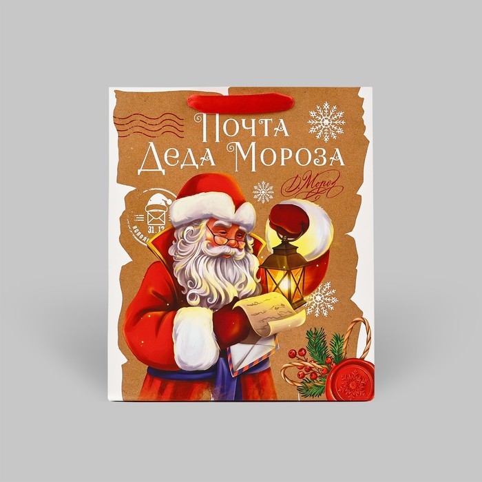 Пакет подарочный новогодний ламинированный &laquo;Почта Деда Мороза&raquo;, ML 23 х 27 х 11.5 см , Новый год