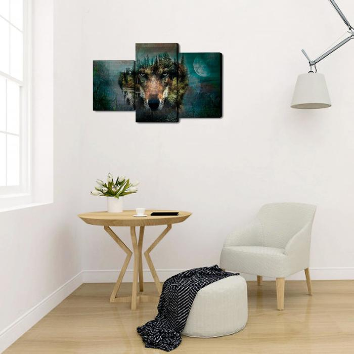 Картина модульная на подрамнике Картина модульная на подрамнике "Взгляд волка" 26х50см; 26х40см; 26х32см 50*80см