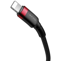 Кабель Baseus, Type-C - Lightning, 2.4 А, 18W, 1 м, красный+черный Кабель Baseus, Type-C - Lightning, 2.4 А, 18W, 1 м, красный+черный